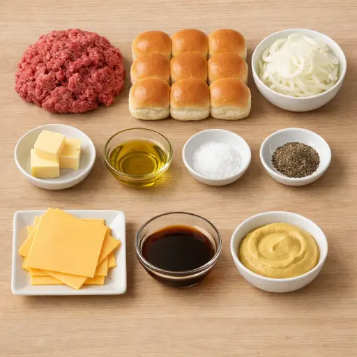 Ingredients for Mini Sliders with Caramelized Onions