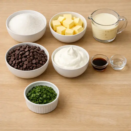 Ingredients for Mint Chocolate Fudge Delight