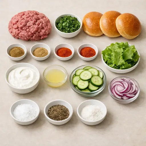 Ingredients for Minted Lamb Burgers