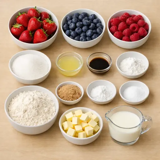 Ingredients for Mixed Berry Cobbler Delight