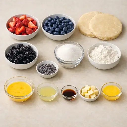 Ingredients for Mixed Berry Lavender Dream Pie