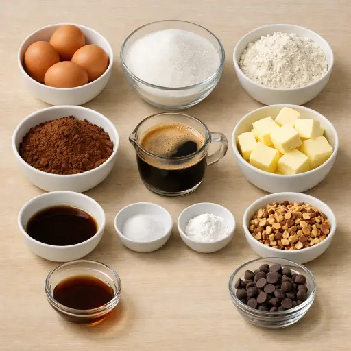 Ingredients for Mocha Almond Brownies