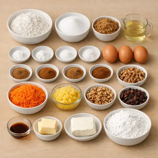 Ingredients for Moist Carrot Delight