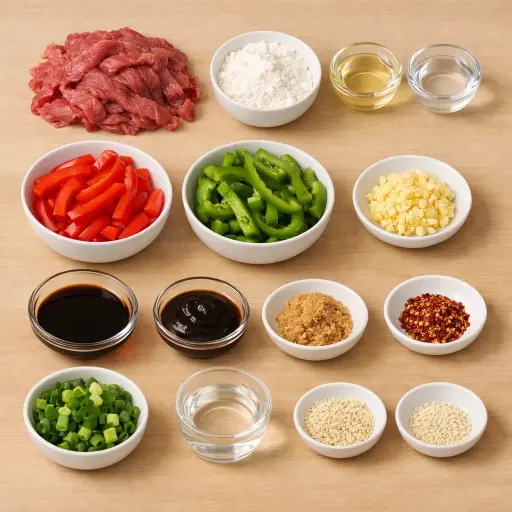 Ingredients for Mongolian Pepper Beef Stir-Fry