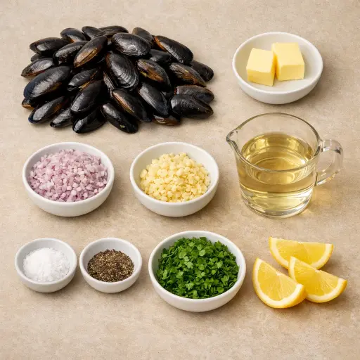 Ingredients for Moules Marinières