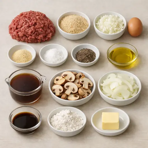 Ingredients for Mushroom & Onion Salisbury Steak