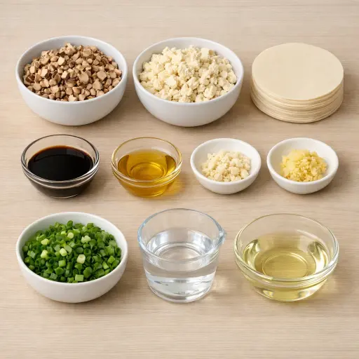 Ingredients for Mushroom & Tofu Delight Dumplings