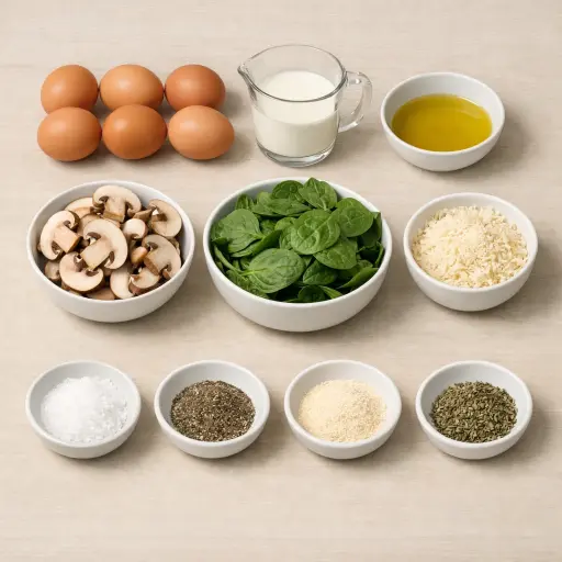 Ingredients for Mushroom and Spinach Frittata
