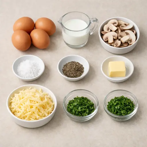 Ingredients for Mushroom and Swiss Omelet