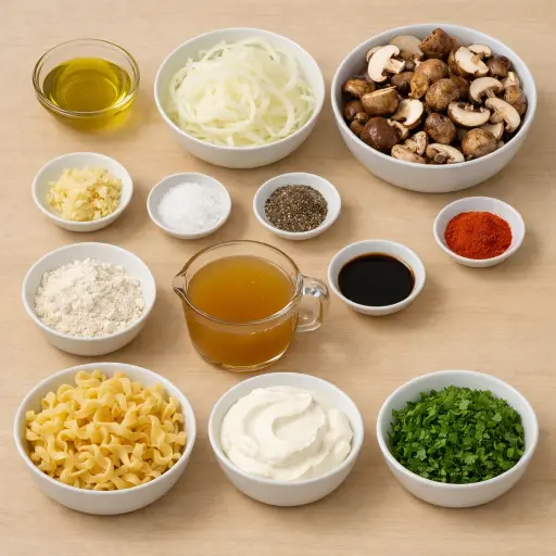 Ingredients for Mushroom Stroganoff