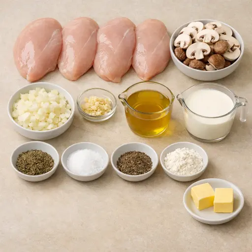 Ingredients for Mushroom Velvet Chicken