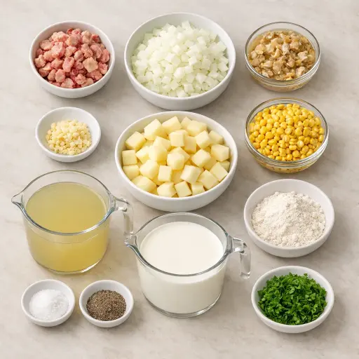 Ingredients for New England Clam Chowder - Sweet Corn Twist