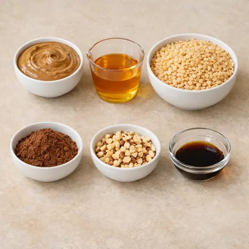 Ingredients for No-Bake Almond Chocolate Crunch Cookies