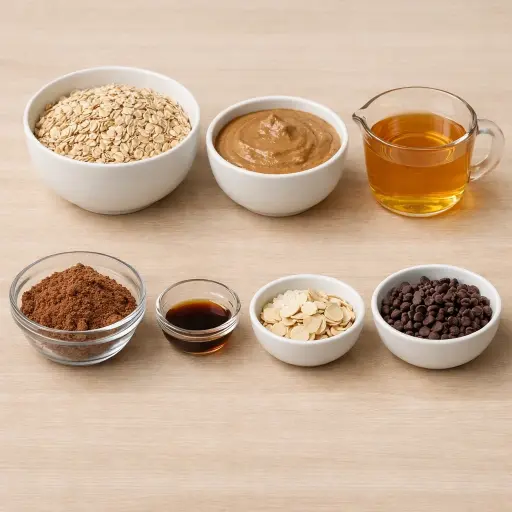 Ingredients for No-Bake Almond Oatmeal Cookies