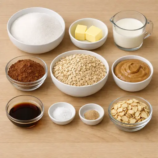 Ingredients for No Bake Chocolate Almond Delights