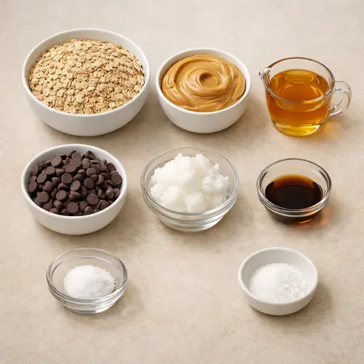 Ingredients for No-Bake Chocolate Oat Bars