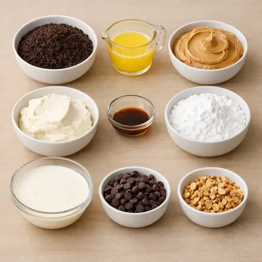 Ingredients for No-Bake Chocolate Peanut Butter Pie