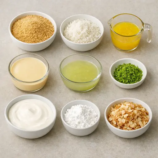 Ingredients for No-Bake Coconut Key Lime Pie