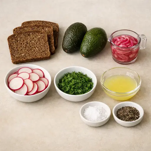 Ingredients for Nordic Rye Bread Avocado Toast