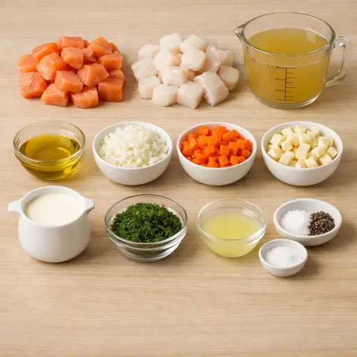 Ingredients for Norwegian Fiskesuppe