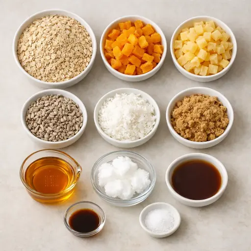 Ingredients for Nut-Free Tropical Granola Bars