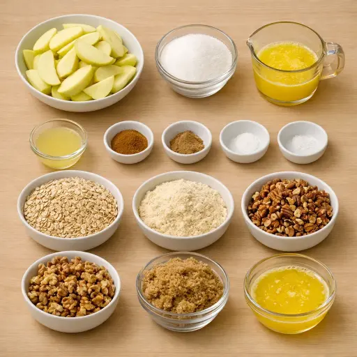 Ingredients for Nutty Cinnamon Apple Crisp
