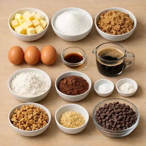 Ingredients for Nutty Espresso Brownies