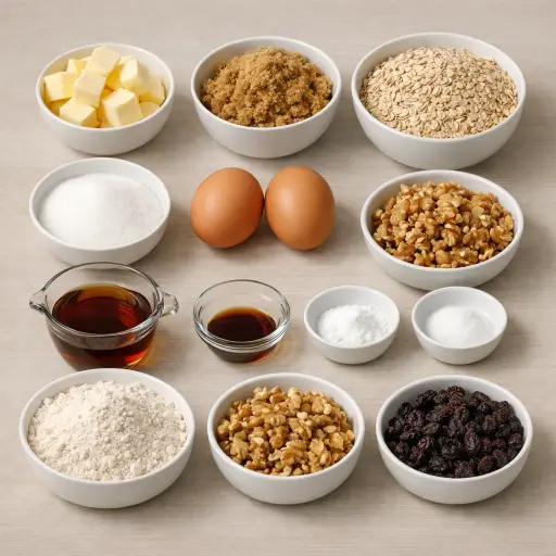 Ingredients for Nutty Maple Oatmeal Cookies