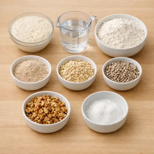 Ingredients for Nutty Multigrain Sourdough Bread