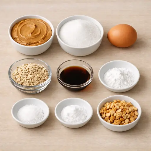 Ingredients for Nutty Oat Peanut Butter Cookies