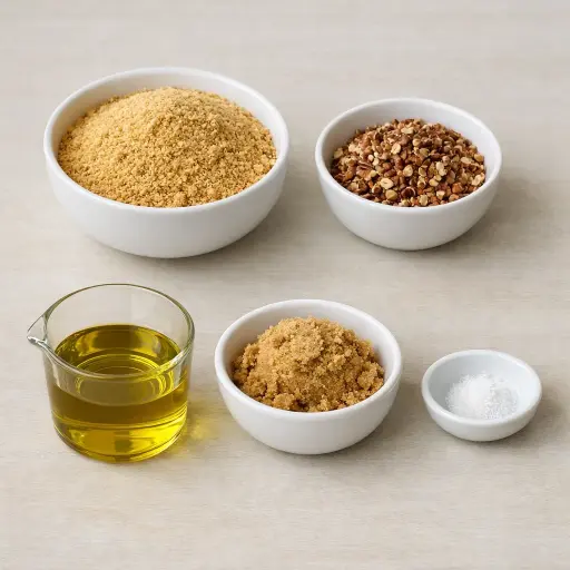Ingredients for Nutty Olive Oil Graham Cracker Crust