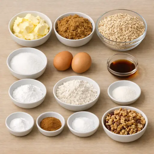 Ingredients for Oatmeal Cranberry Walnut Cookies