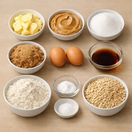 Ingredients for Oatmeal Peanut Butter Delight Cookies