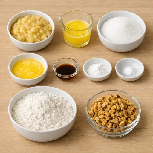 Ingredients for Old-Fashioned Banana Nut Loaf