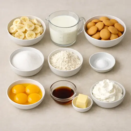 Ingredients for Old-Fashioned Banana Pudding Delight