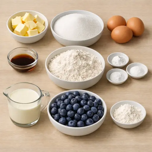 Ingredients for Old-Fashioned Blueberry Cake