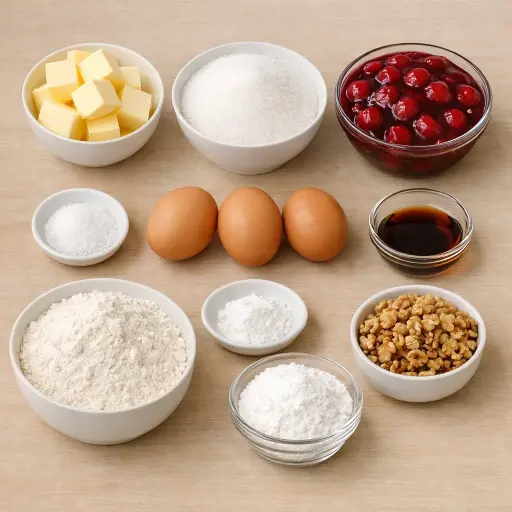 Ingredients for Old-Fashioned Cherry Squares