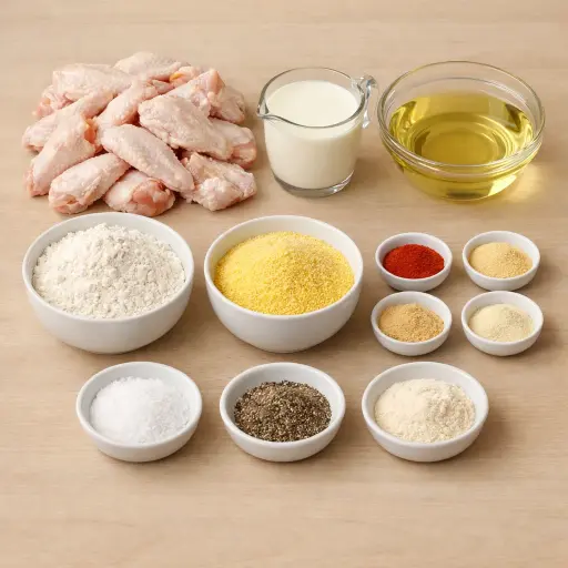 Ingredients for Old-Fashioned Fried Chicken Wings