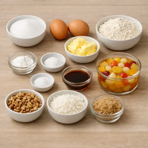 Ingredients for Old-Fashioned Fruit Delight Cake