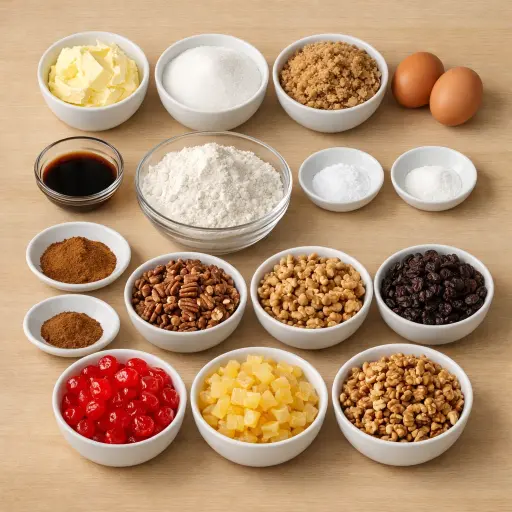 Ingredients for Old-Fashioned Fruitcake Cookies