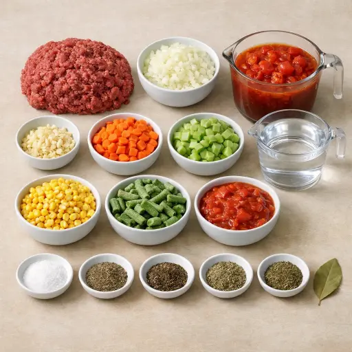 Ingredients for Old-Fashioned Hamburger Soup