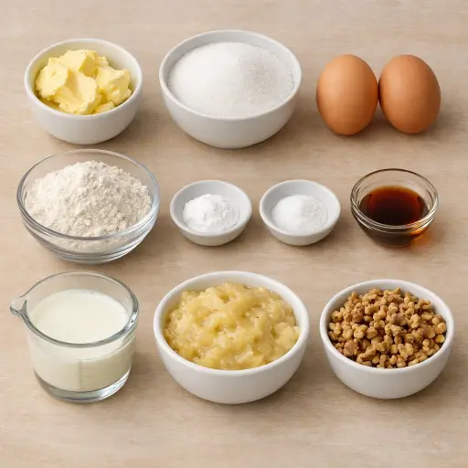 Ingredients for Old-Fashioned Moist Banana Bread