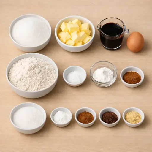 Ingredients for Old-Fashioned Soft Molasses Cookies