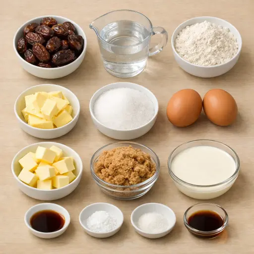 Ingredients for Old-Fashioned Sticky Toffee Pudding