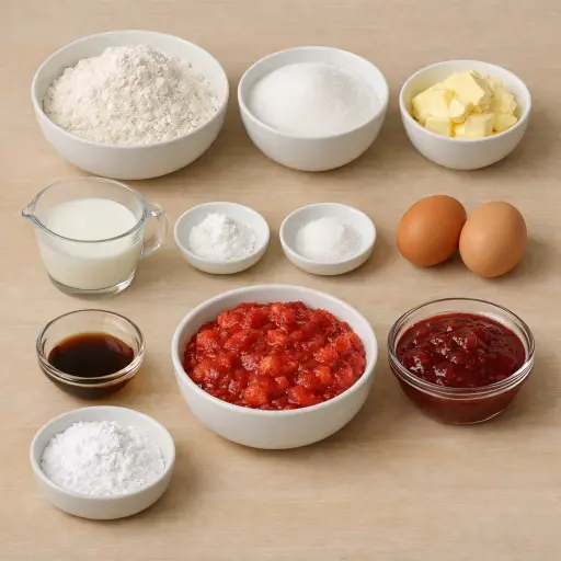 Ingredients for Old-Fashioned Strawberry Cake