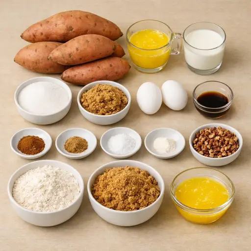 Ingredients for Old-Fashioned Sweet Potato Casserole