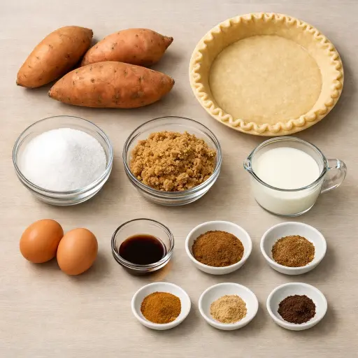 Ingredients for Old-Fashioned Sweet Potato Pie
