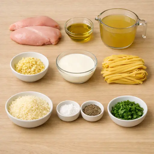 Ingredients for One-Pot Chicken Alfredo