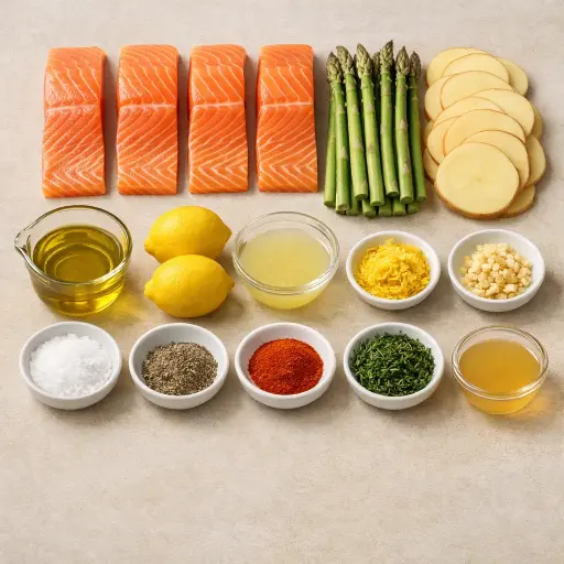 Ingredients for One-Pot Lemon Herb Salmon