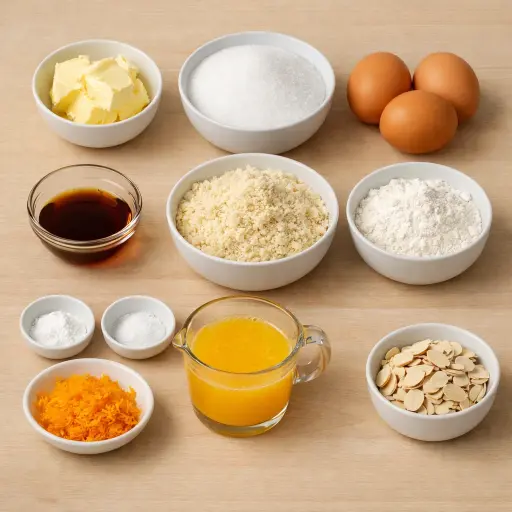 Ingredients for Orange and Almond Cake